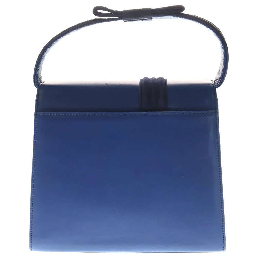 GIANNI VERSACE Rion Handle Leather Handbag Blue